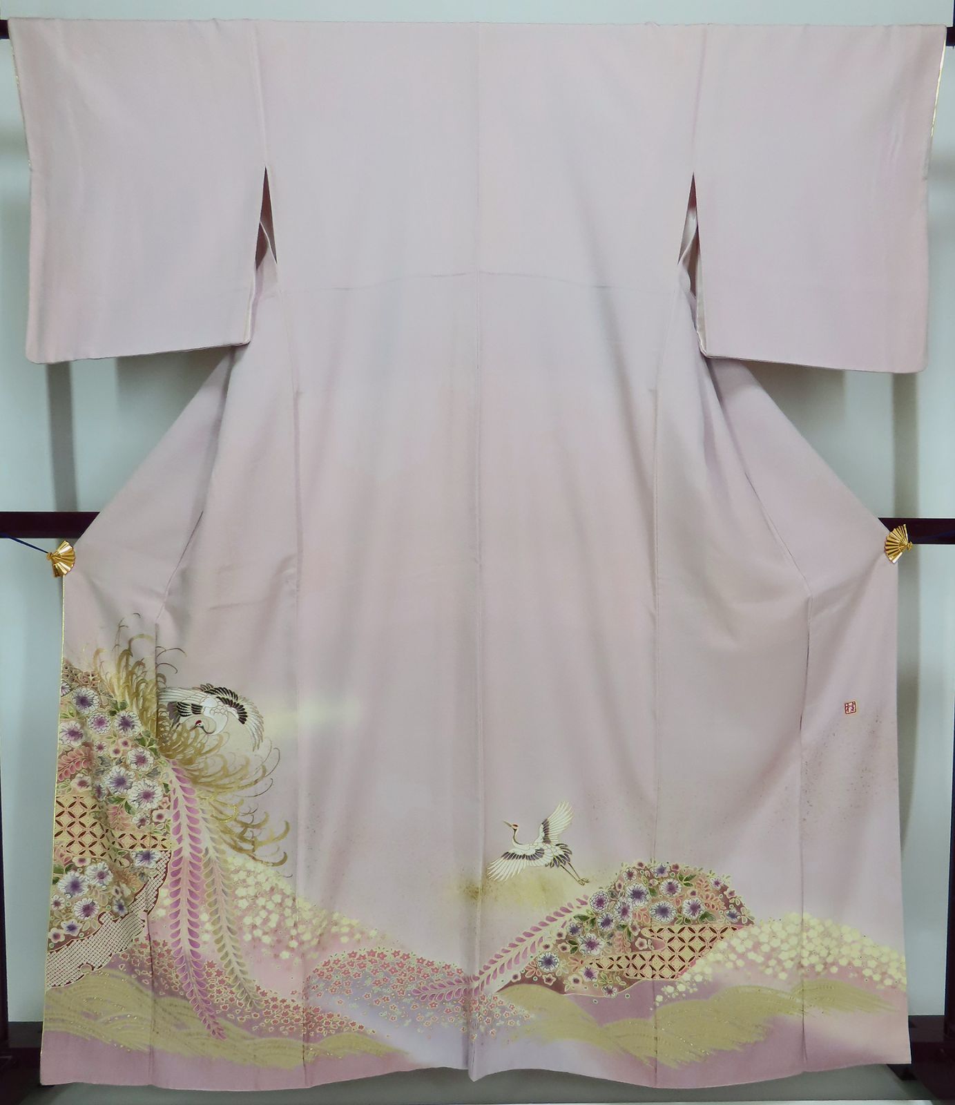 色留袖　桂由美　辻が花　鶴　撥水　身丈156cm　裄66cm　3498hll 色留袖 桂由美 辻が花 鶴 撥水 身丈156cm 裄66cm 【中古】3498hll