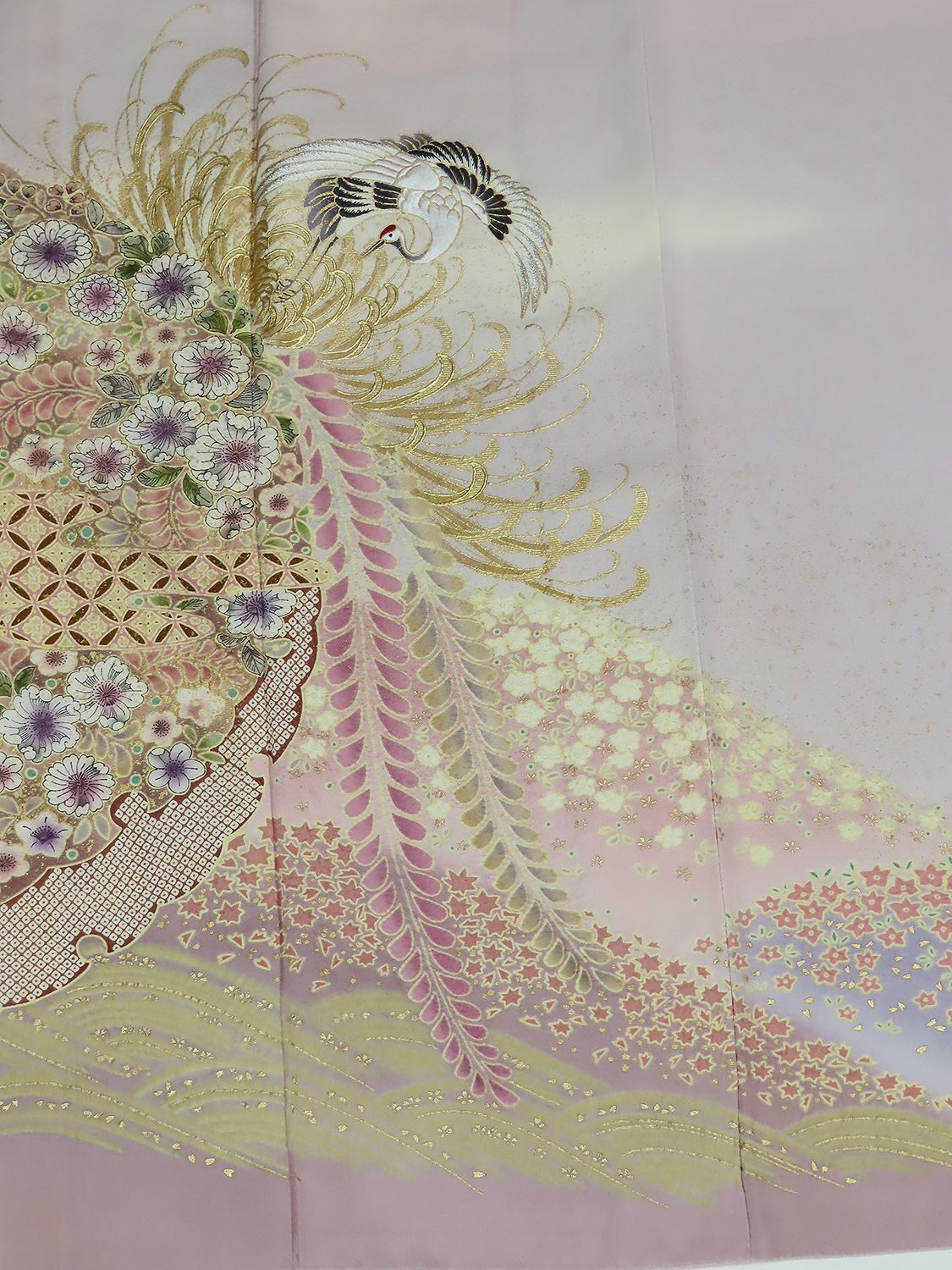 色留袖 桂由美 辻が花 鶴 撥水 身丈156cm 裄66cm 【中古】3498hll