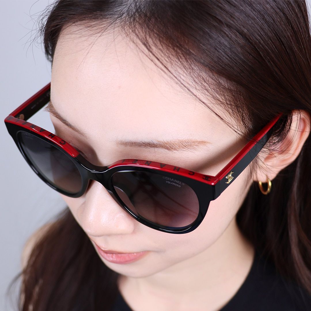 シャネル CHANEL サングラス UVカット バタフライシェイプ ツートン