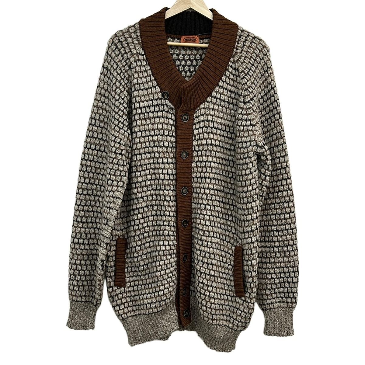 MISSONI(ミッソーニ) カーディガン サイズ50 M メンズ美品 - ベージュ 