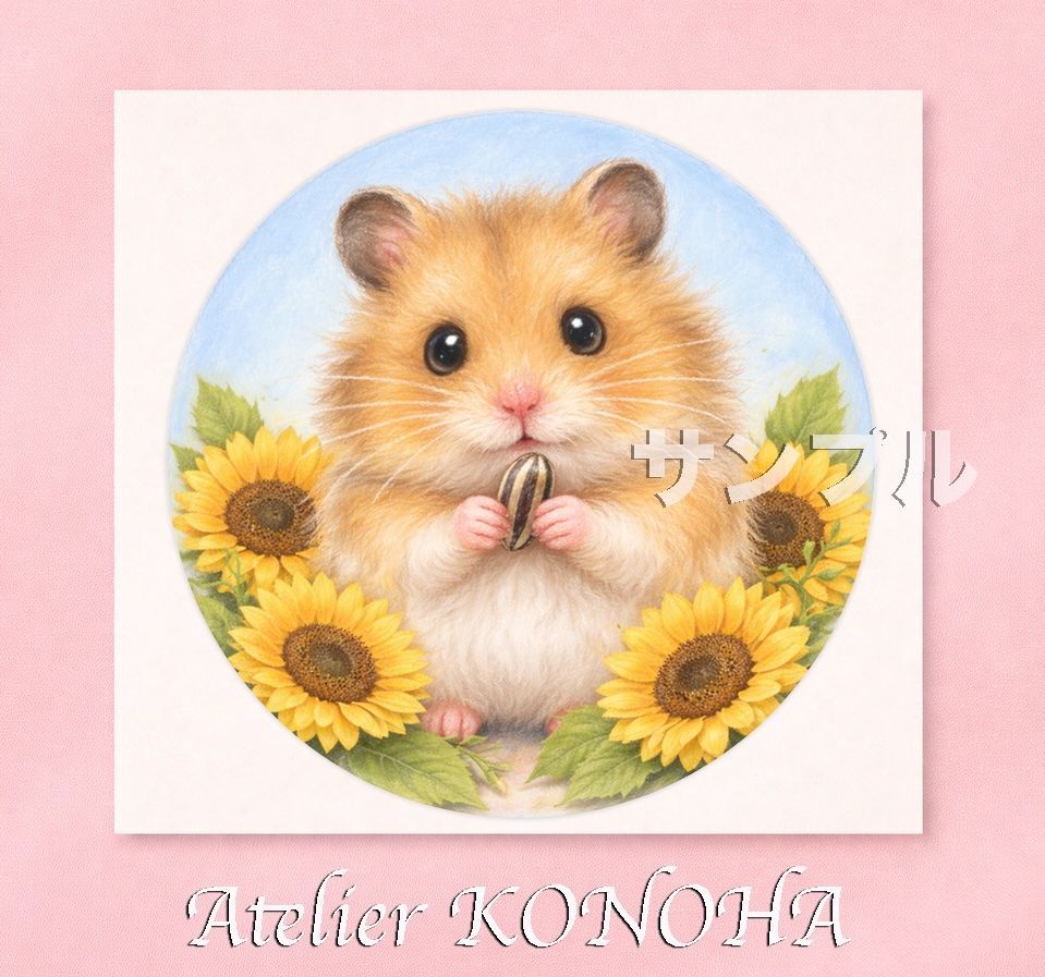 ゴールドハムスター 神社♥イラストポスターa4額付発送♥レア♥本日発送♥ ハムスターのイラストシール 6cm×6cm×1枚 耐水ステッカー 送料無料