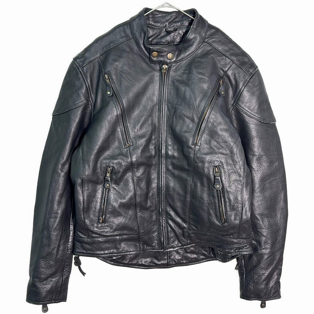 Xelement シングルライダースジャケット バイクウェア モーターサイクル ブラック(メンズ L)中古 古着 X7267 Xelement シングルライダースジャケット バイクウェア モーター