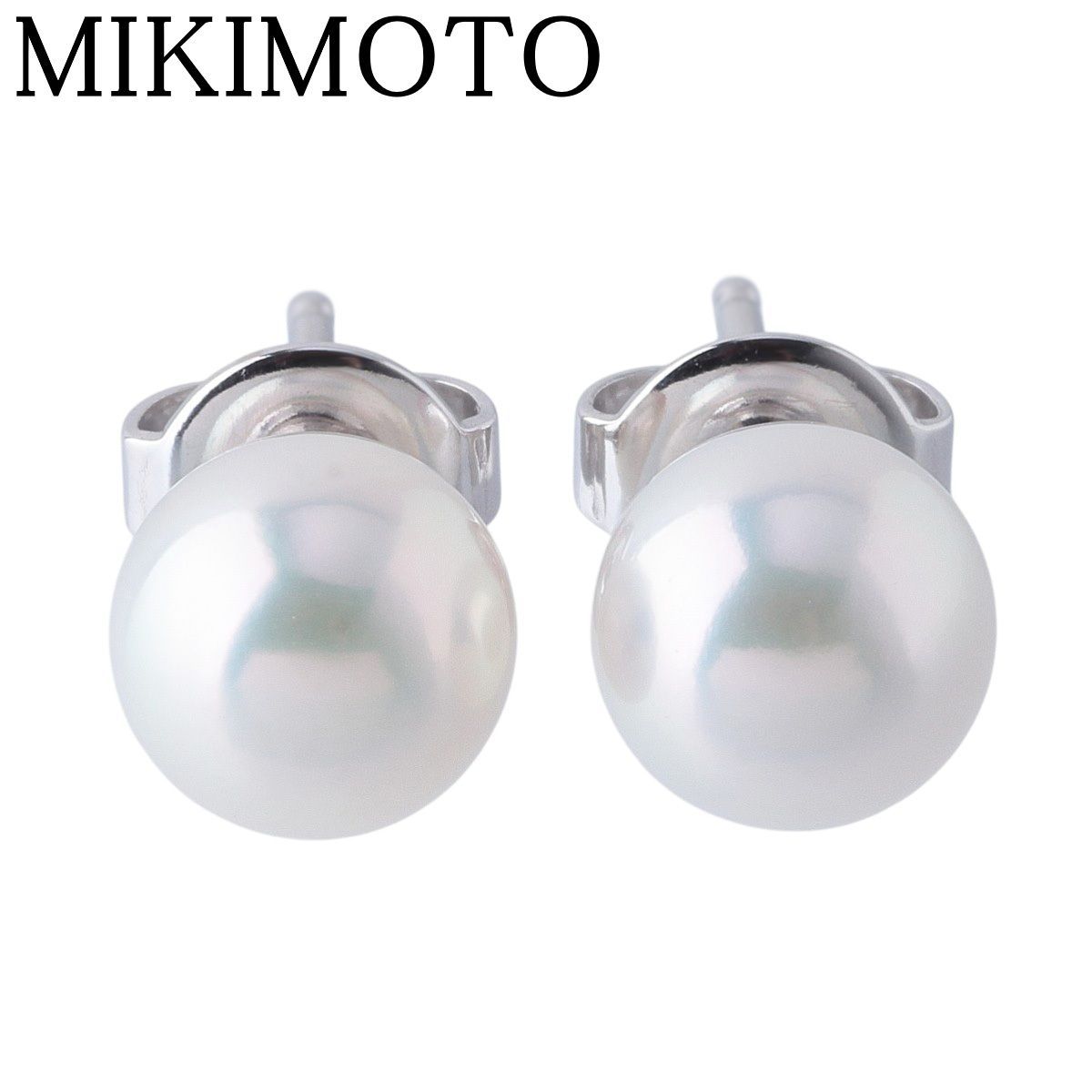 ミキモト パール ピアス アコヤパール7.3mm K18WG 新品仕上げ済