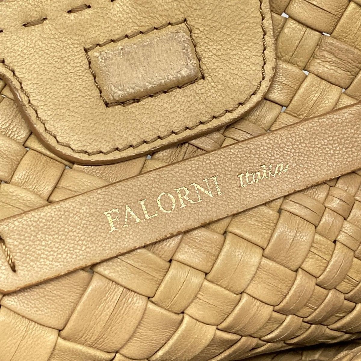 FALORNI(ファロルニ) トートバッグ ベージュ 編み込み レザー - メルカリ