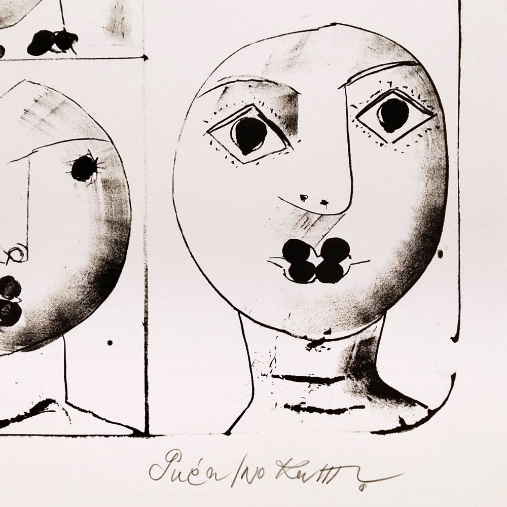 ☆ 猪熊弦一郎 リトグラフ 版画 猪熊弦一郎 FACES 顔D 1989年 リトグラフ 限定50部 直筆サイン 版画