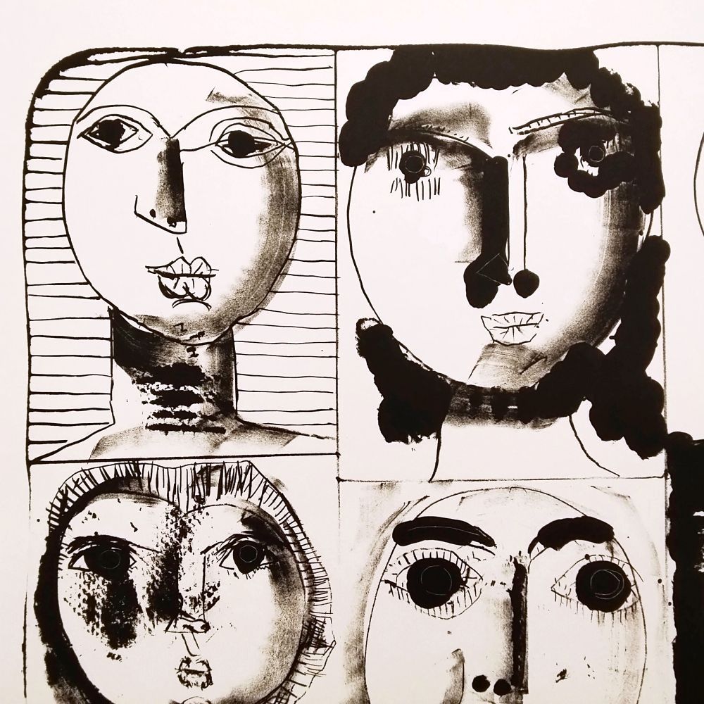 猪熊弦一郎 FACES 顔D 1989年 リトグラフ 限定50部 直筆サイン 版画