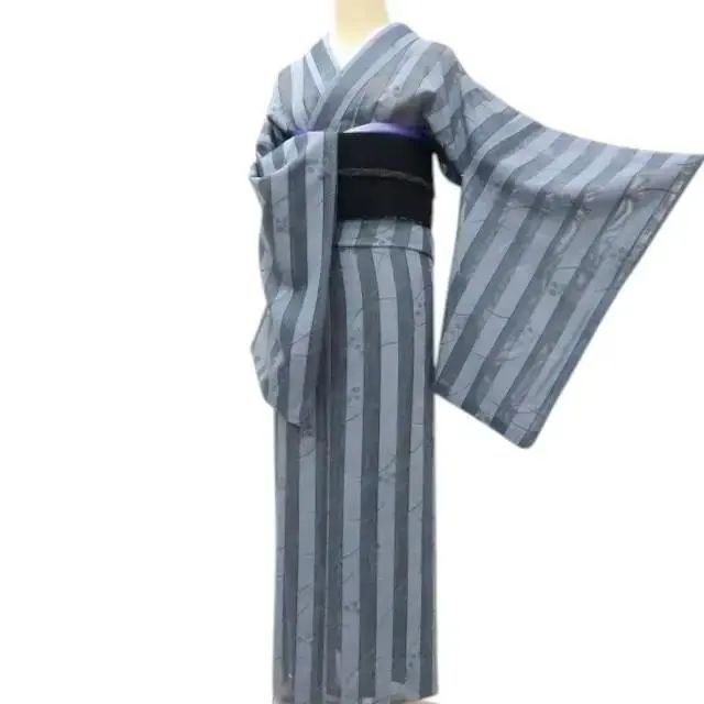 百華❀Y3149◇美品 紗 薄物 縦縞 萩 トールサイズ 小紋 洗える夏