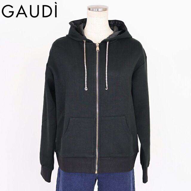 ガウディ GAUDI レディース ジップアップパーカー ビジューポイント 