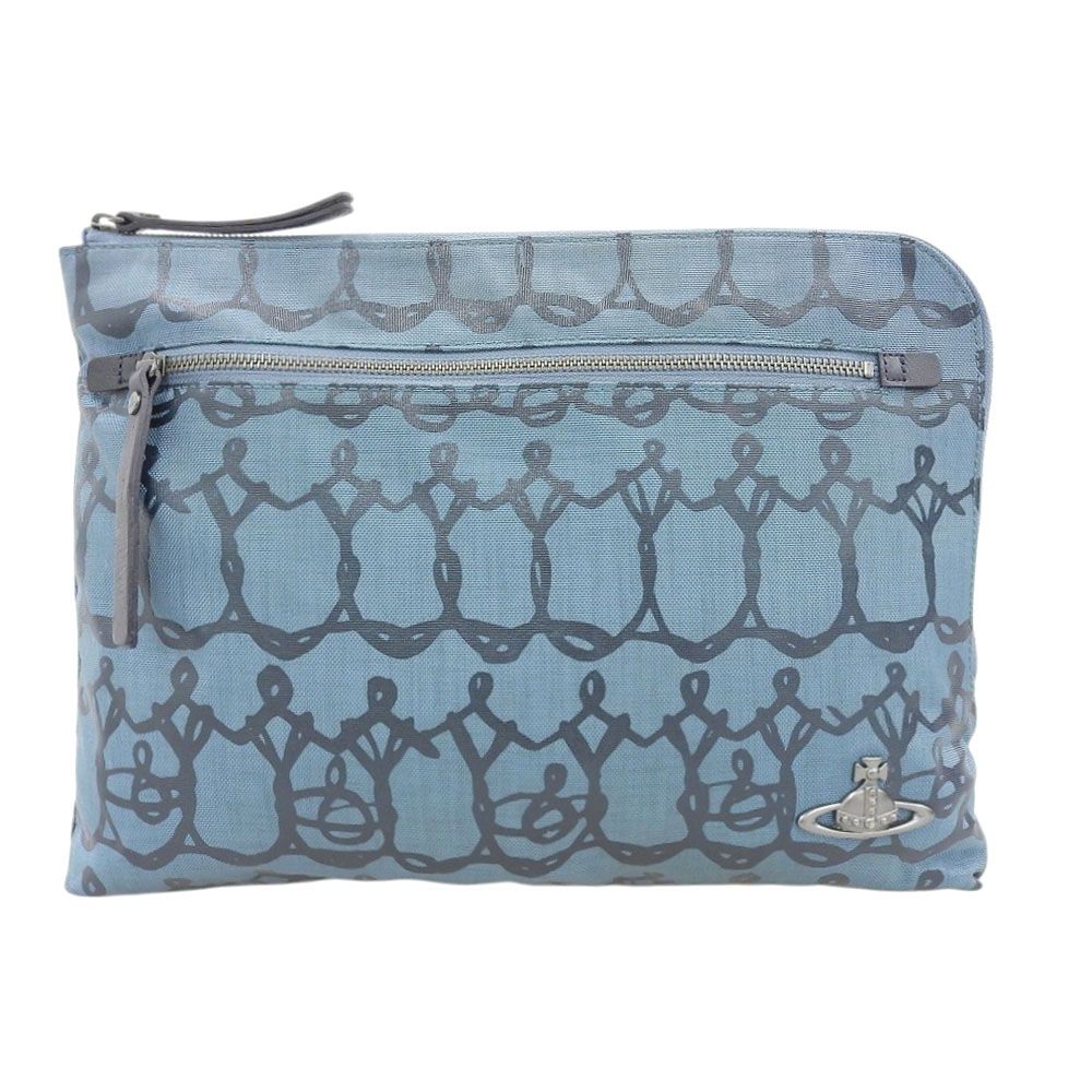 Good Condition Vivienne Westwood Vivienne Westwood Current Tag Orb Metal Nylon Leather Second Hand Clutch Bag Mens Womens Office