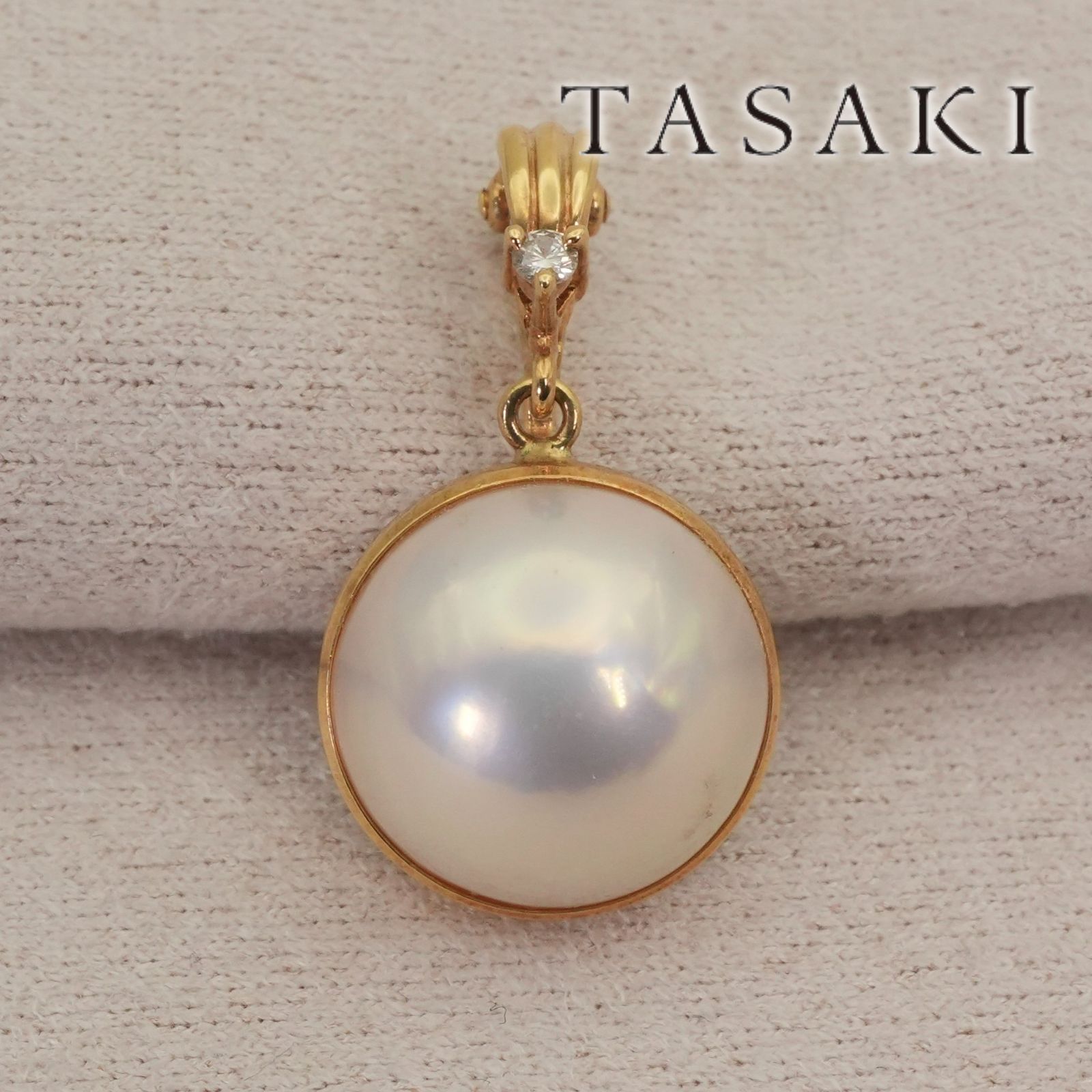タサキ K18 マベ真珠×ダイヤモンド ネックレストップ パール/24-2656 
