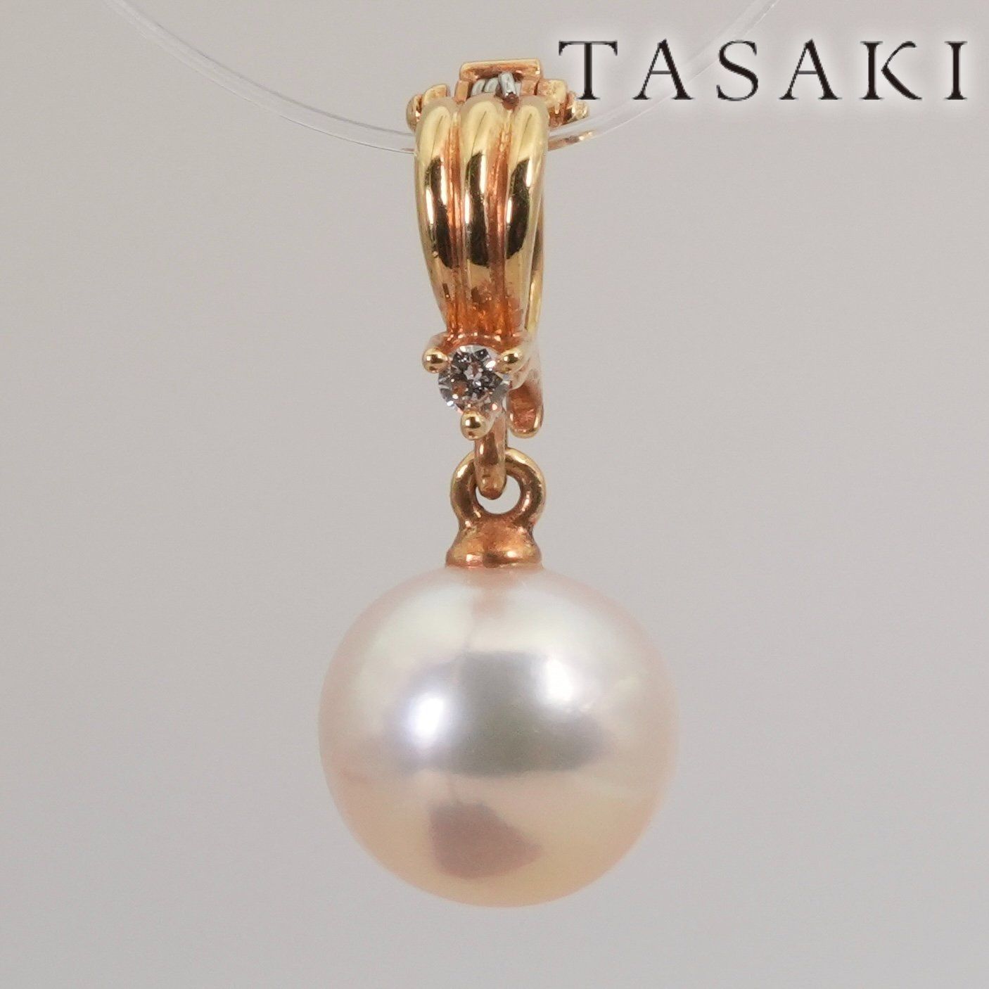 タサキ K18 ダイヤ パール アコヤ真珠 ネックレストップ/24-4315 