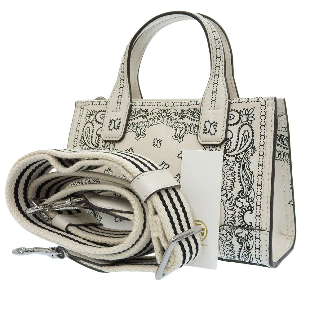 タグ付未使用 トリーバーチ Tory Burch 22SS 2022年商品 75264 ELLA MICRO TOTE エラ レザー 2way クロスボディ ハンドバッグ ホワイト レディース 旅 タグ付未使用 トリーバーチ Tory Burch 22SS 2022年商品 75264 ELLA