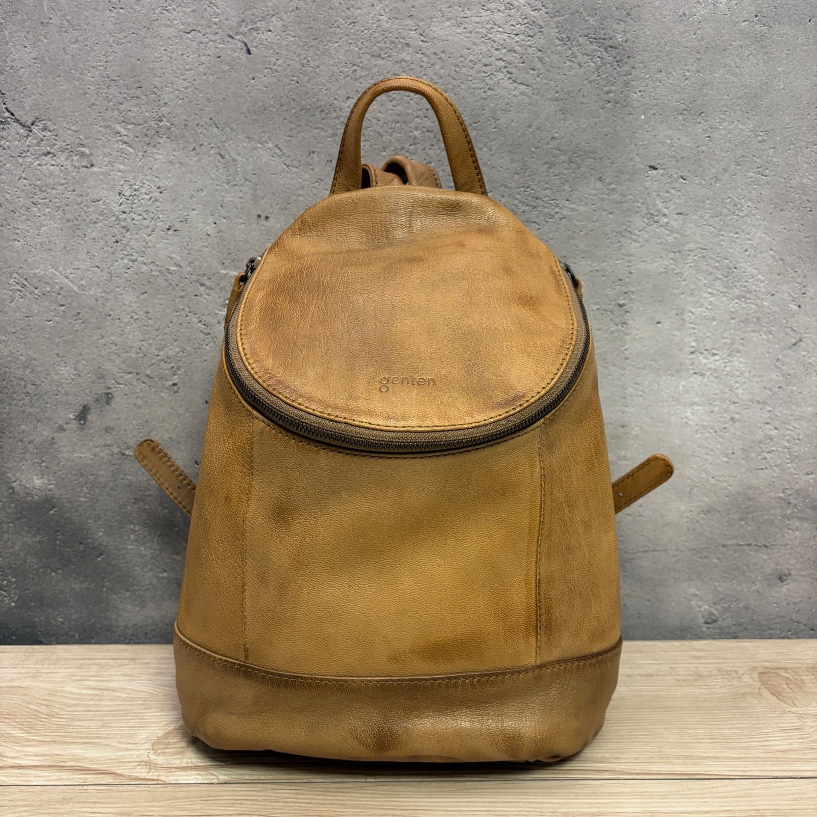 genten ゴートヌメ レザー リュック ベージュ 本革 ナチュラル J1-808 