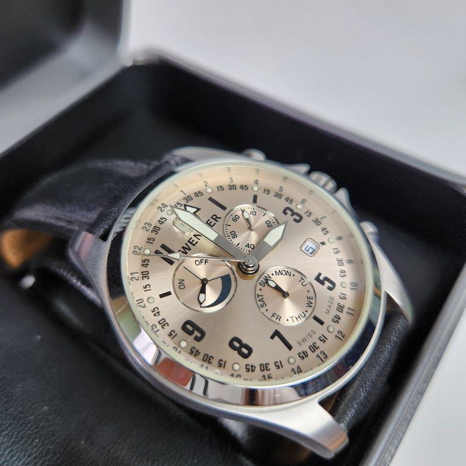 美品】WENGER ウェンガー 7275X クロノグラフ メンズ腕時計 スイス製 