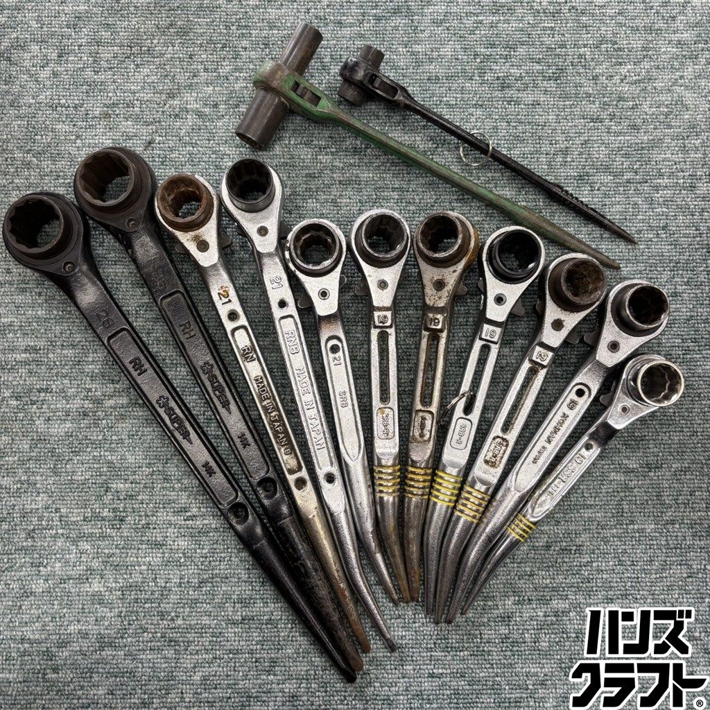 ◎【中古】 スーパーツール シノ付き両口ラチェットレンチ 13本セット 26mm・21mm・19mm・17mm・13mm・10mm シノ付きレンチ SUPER 【中古】