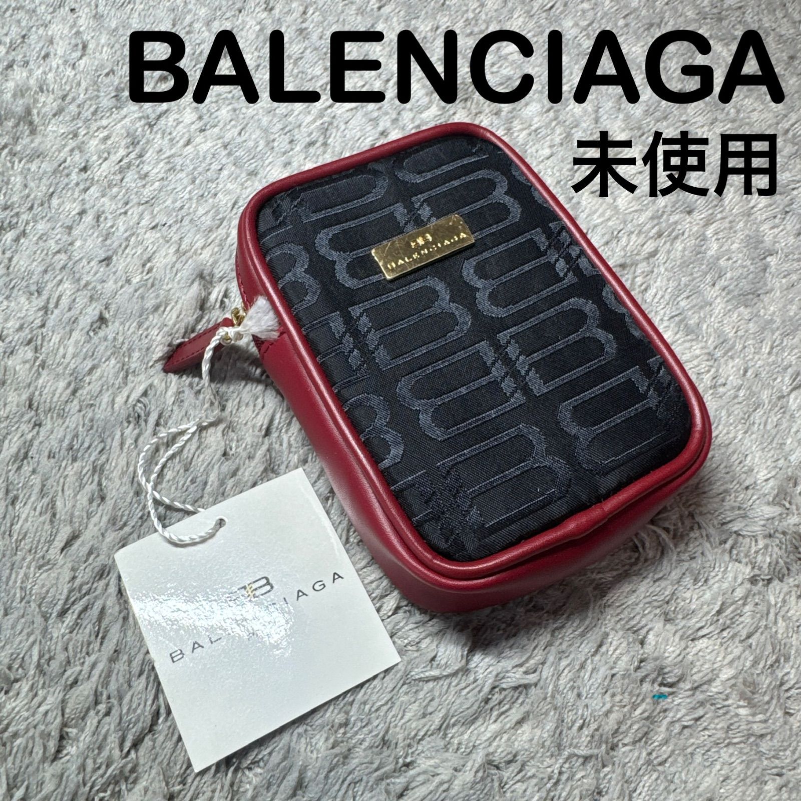 未使用】BALENCIAGA バレンシアガ ポーチ 小物入れ レザー ゴールド 