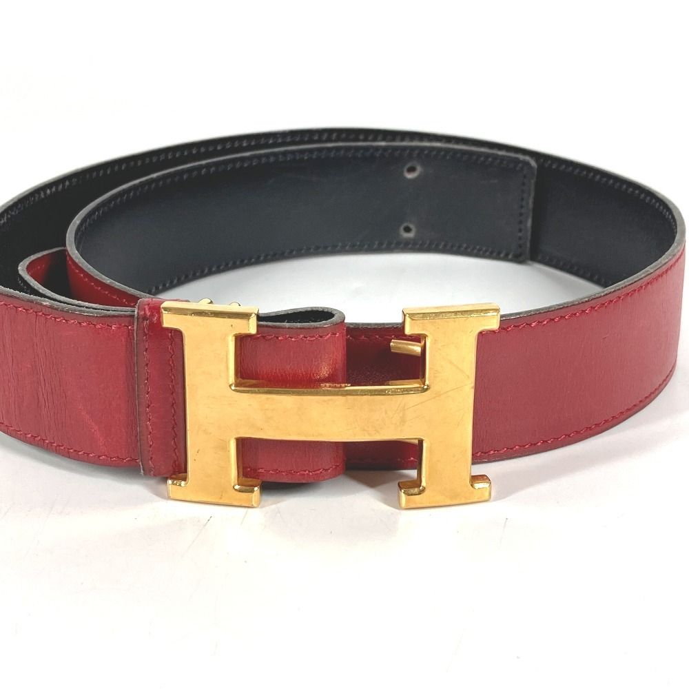 HERMES エルメス ベルト Hベルト レザー レッド×ブラック - メルカリ
