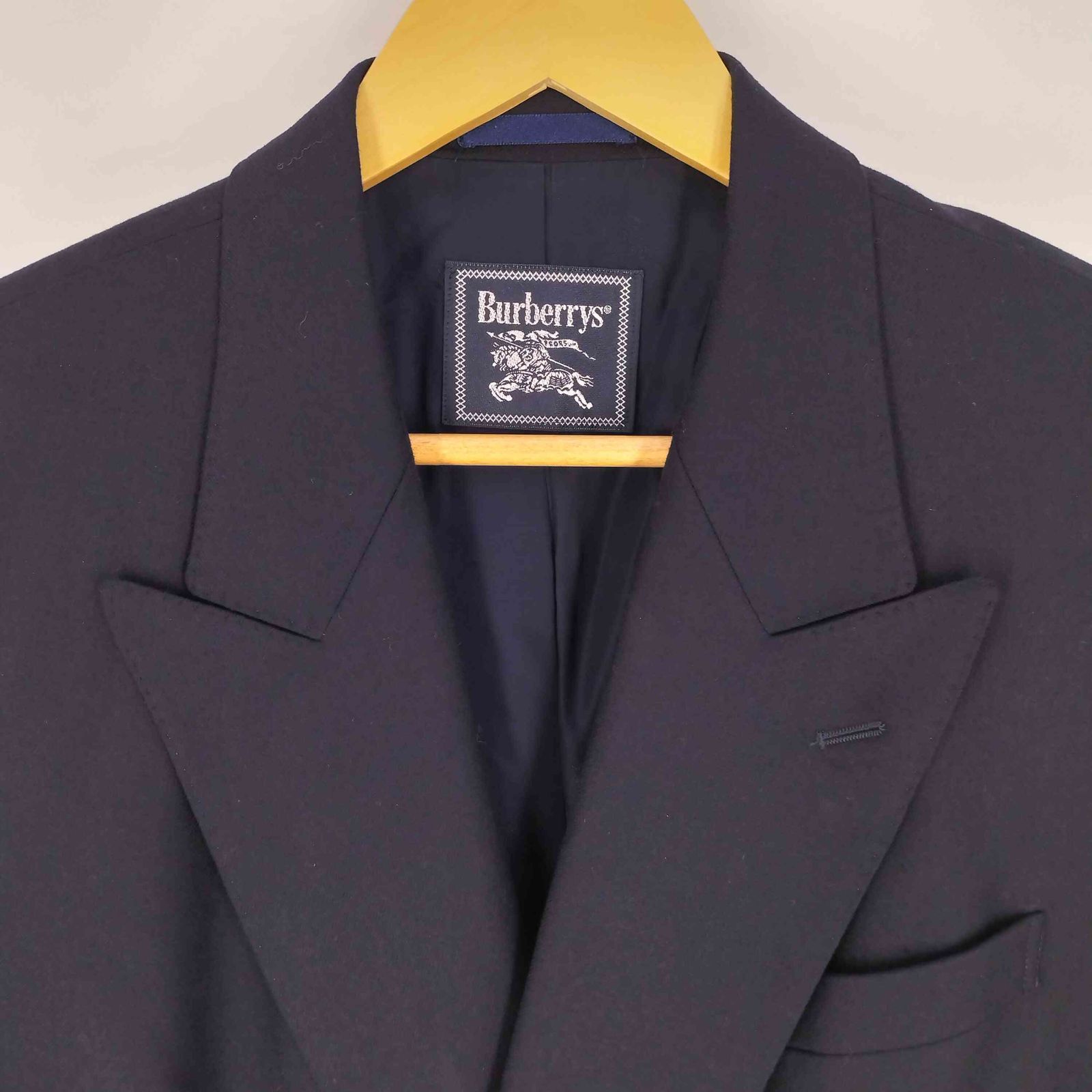 ☆美品☆　金ボタン ウール カシミヤ 　13号　XL (LL ) 　バーバリー バーバリー BURBERRY カシミヤ ウール 金ボタン ダブル 紺ブレザー