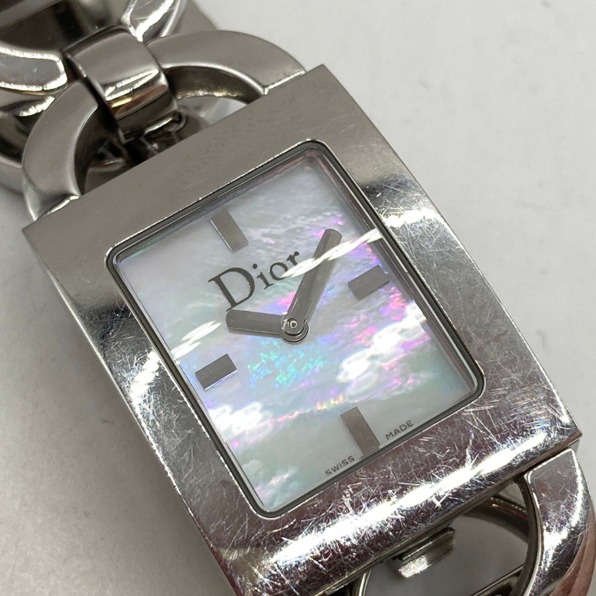 Christian Dior クリスチャンディオール スクエア ピンクシェル文字盤 