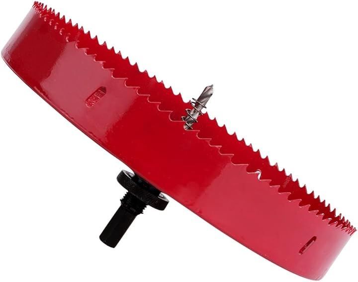 ShopXJ ホールソー バイメタル 穴あけ ドリルビット 切削 工具 DIY 鉄 アルミ 石膏ボード プラスチック 木材などに対応 (レッド, 255mm)