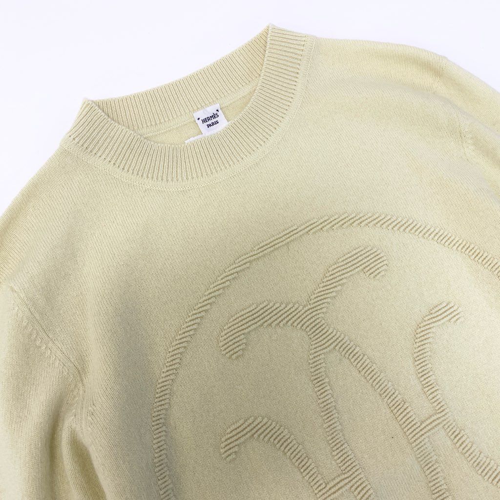 29d3 HERMES エルメス Hリフト クルーネック ニットセーター カシミヤ