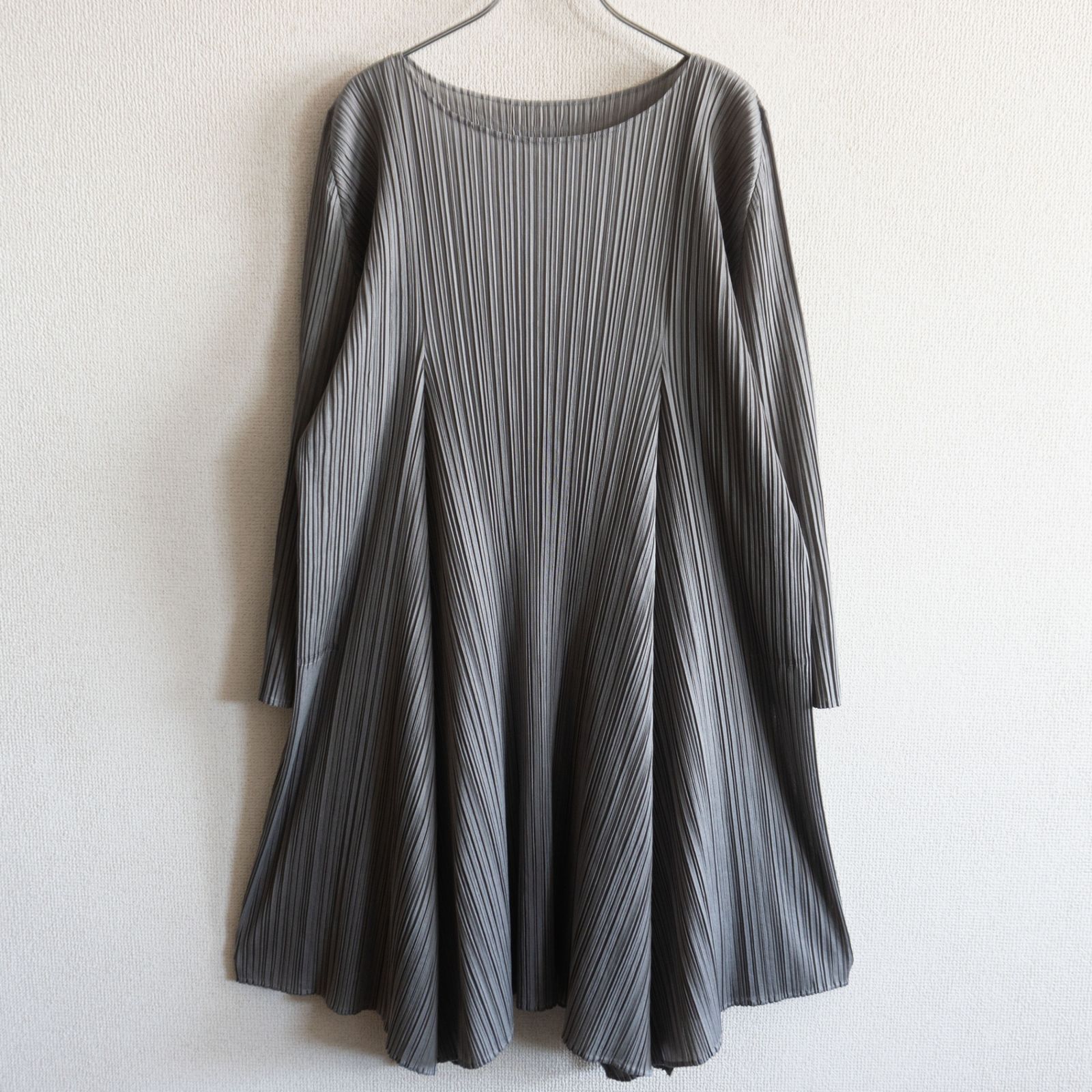 美品】PLEATS PLEASE【プリーツ ワンピース】 3 グレー プリーツ 