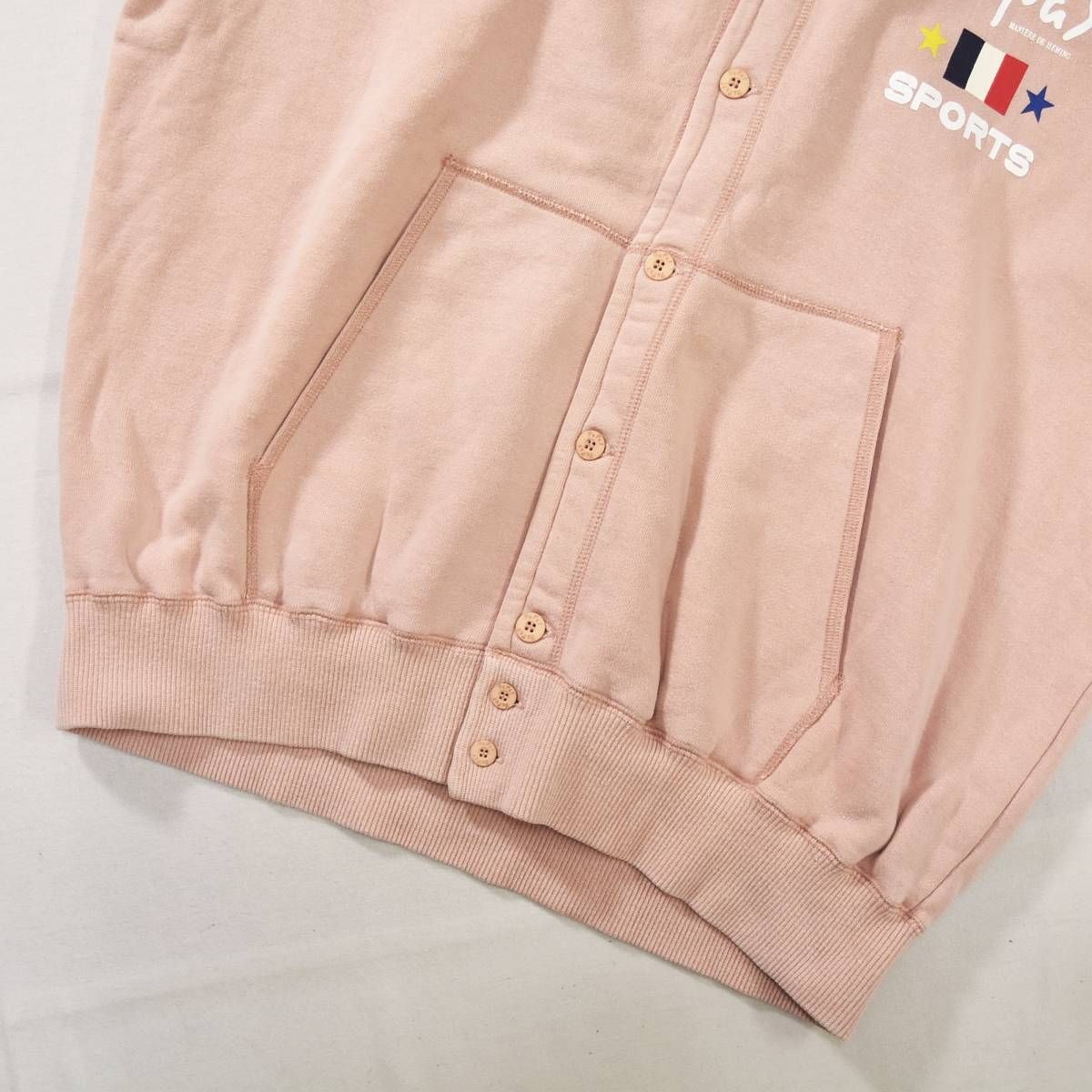 パパス PAPAS ロゴ プリント ボタン付き パーカー フーディー 