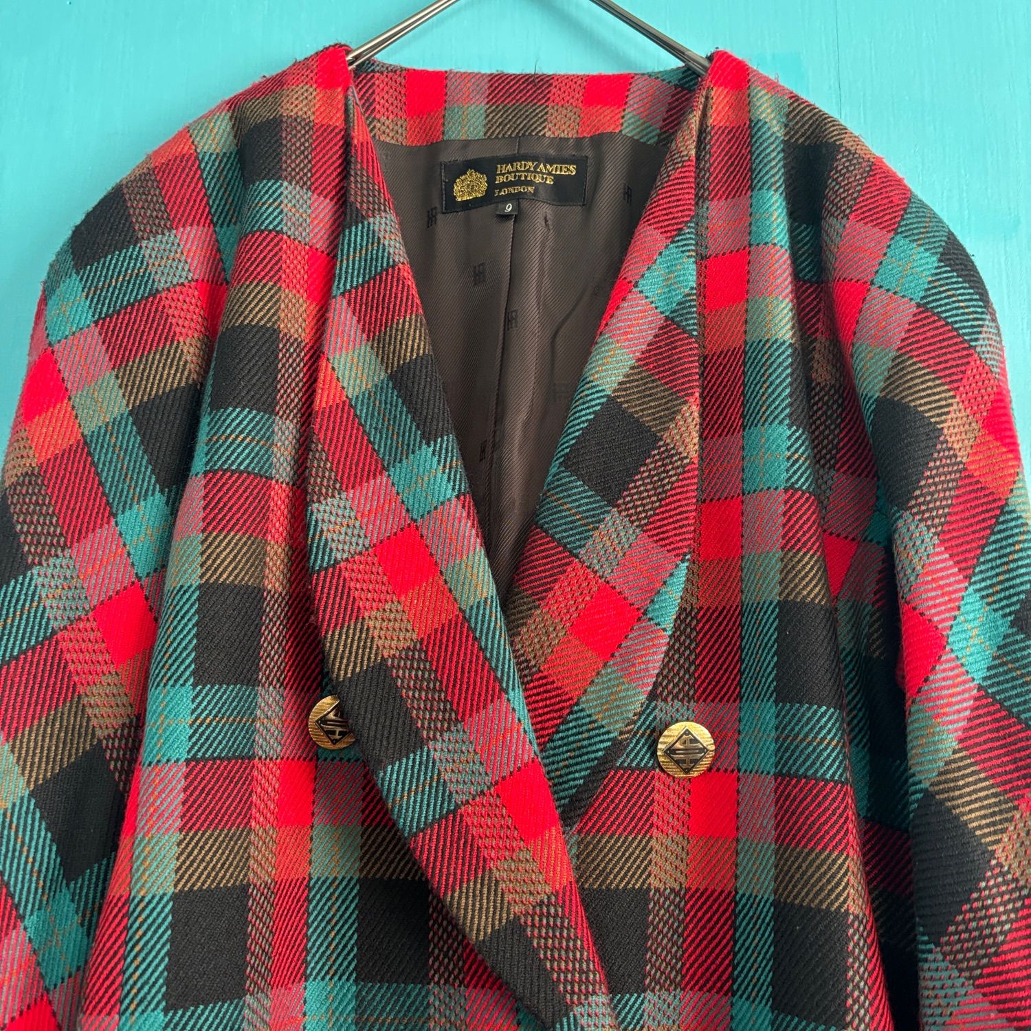 1730 HARDY AMIES ハーディエイミス タータンチェック ダブル 