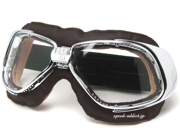 nannini Rider GOGGLE BROWN・CHROME × ANTI FOG CLEAR/ナンニーニ ライダー ゴーグル 茶 ブラウン halcyon ace cafe racer エース カフェレーサー