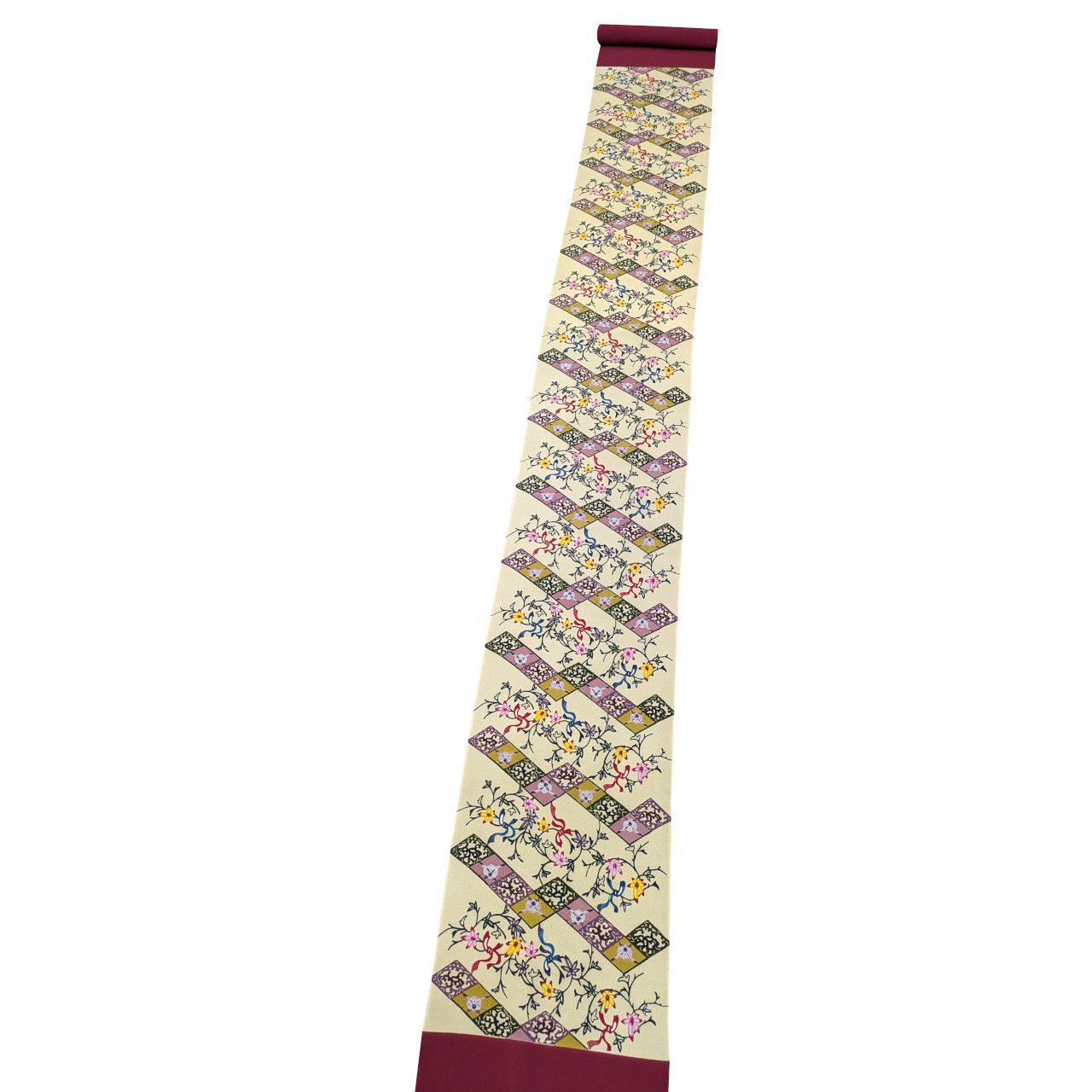 新品 お仕立付き 琉球紅型 宮城里子 染名古屋帯 六通 ちりめん 紅型