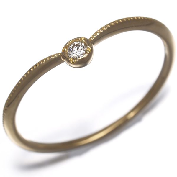 アーカー リング ダイヤ ダイヤモンド 0.02ct ジェルム 一粒 6号 K18YG 