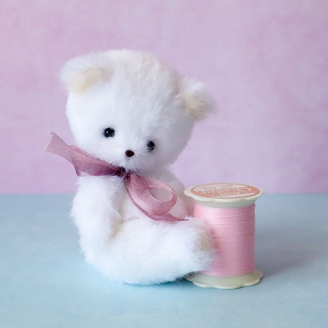 クマ（紫） ハンドメイド テディベア ジョイント ベア ぬいぐるみ