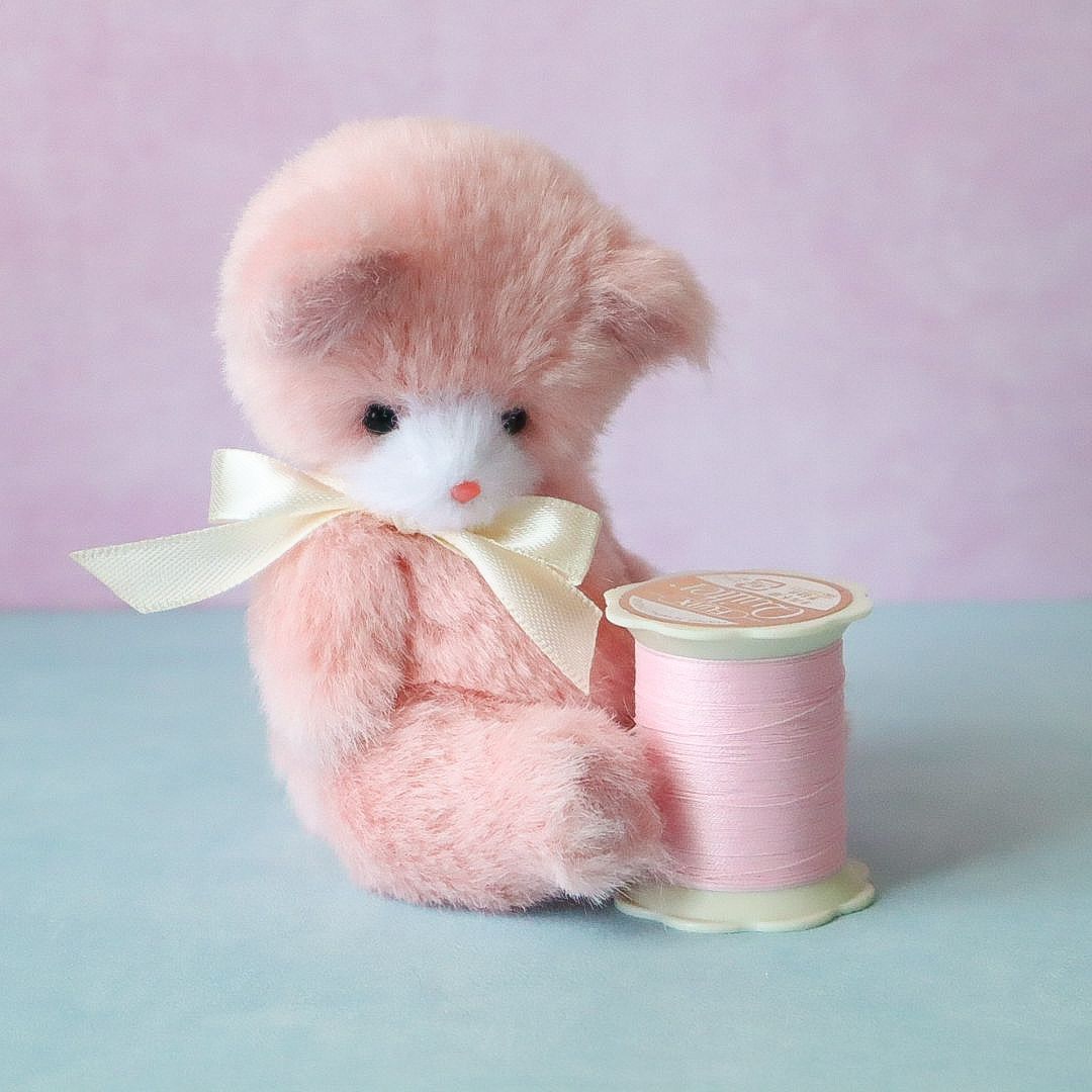 赤い鼻のピンクくまちゃん テディベア ぬいぐるみ ハンドメイド 海外作家様 赤い鼻のピンクくまちゃん テディベア ぬいぐるみ ハンドメイド 海外