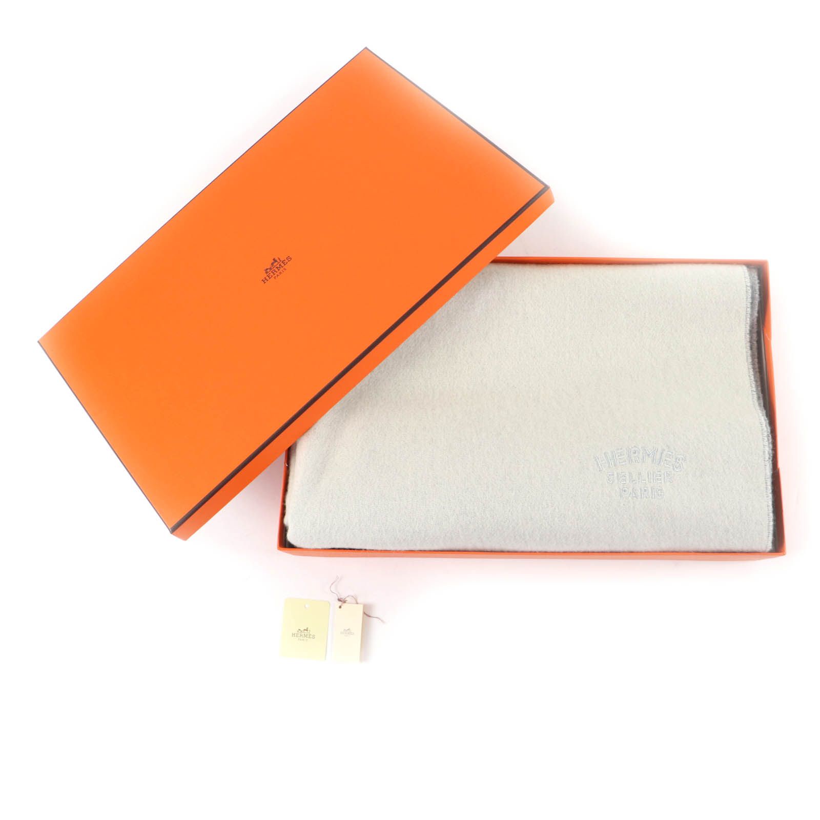 極美品☆HERMES エルメス カシミヤ100％ セリエ刺繍入り ダブル 
