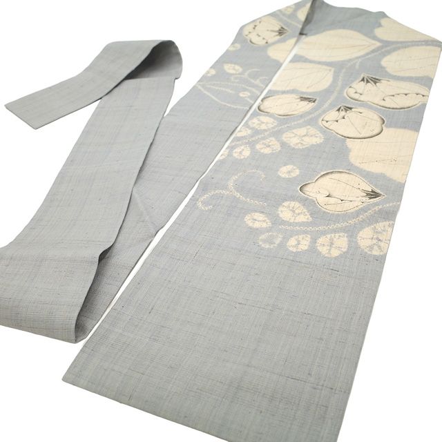新古品】 名古屋帯 正絹 未使用 九寸 京都 しょうざん 生紬 絞り 手