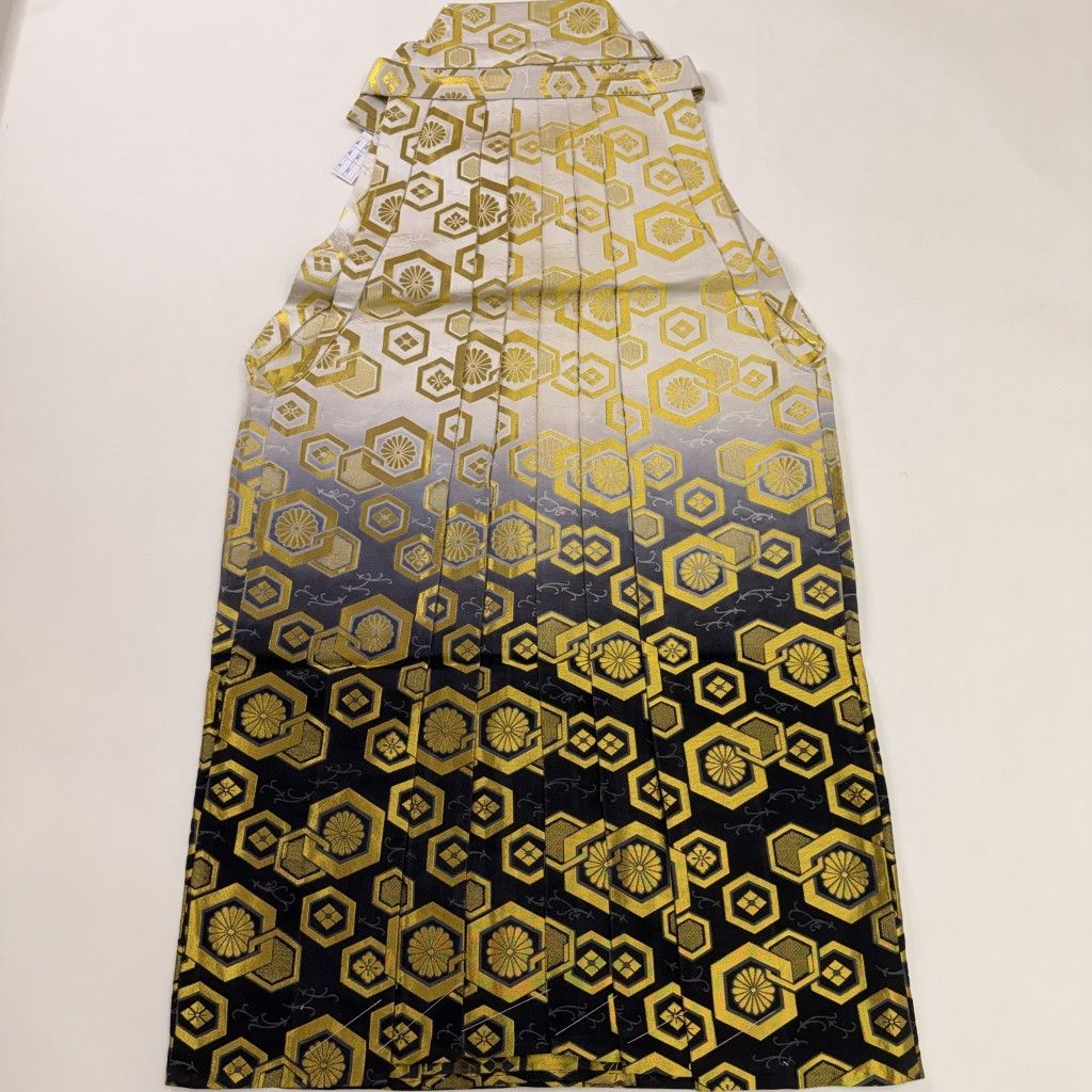 袴 行灯袴 2L-3L size 男袴 紐下丈94cm 男性用袴 成人式袴 金 黒 中古 5471