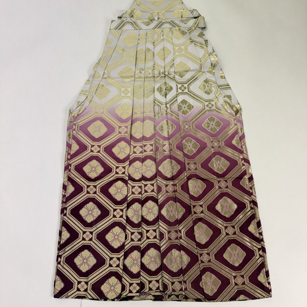 袴 行灯袴 M-L size 男袴 紐下丈86.5cm 男性用袴 成人式袴 金 エンジ 中古 5472