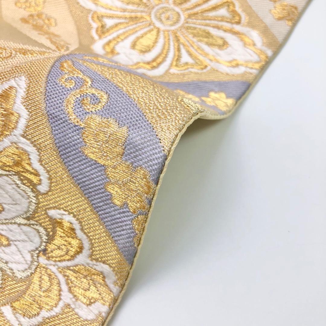 袋帯 七宝華紋 花唐草模様 金銀糸 薄柑子色 O-6093 - メルカリ 袋帯 七宝華紋 花唐草模様 金銀糸 薄柑子色 O-6093 - メルカリ