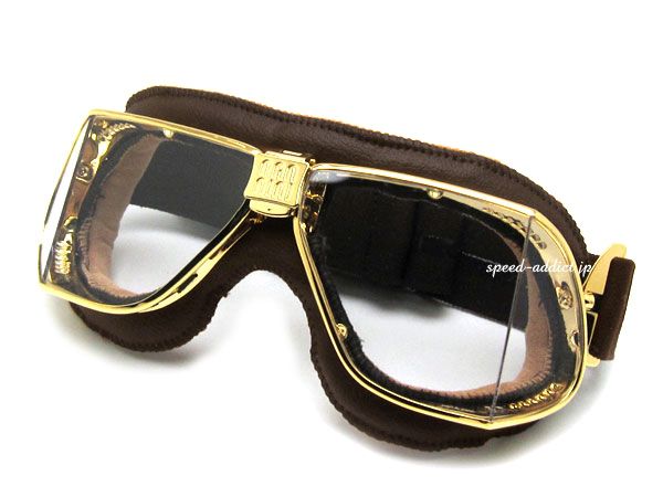 nannini Custom GOGGLE BROWN/GOLD × ANTI FOG CLEAR/ナンニーニ カスタム ゴーグル 四眼 4眼 halcyon ハルシオン 英車 英国車 オープンカー 旧車 60s