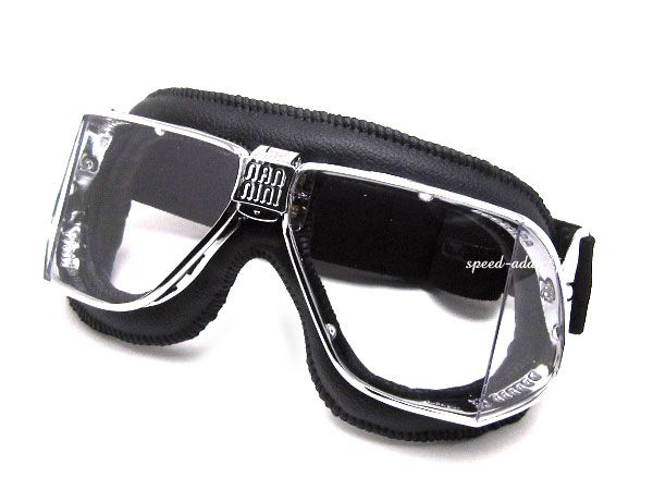 nannini Custom GOGGLE BLACK/CHROME × ANTI FOG CLEAR/ナンニーニ カスタム ゴーグル トライアンフ 旧車 ベスパ 4眼 ducati バイク芸人