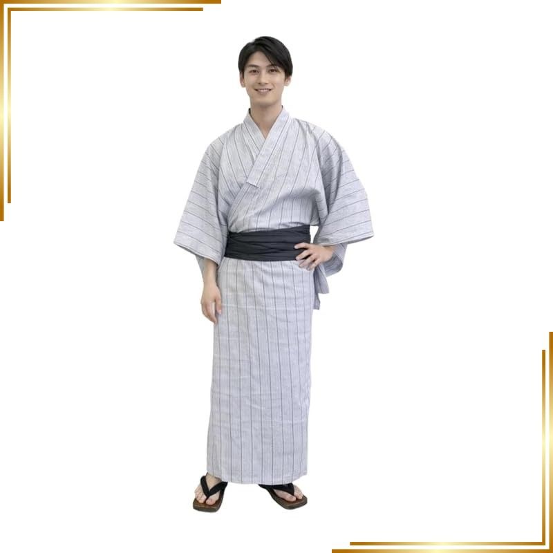 【新品】 [和遊楽] 浴衣単品 浴衣 ゆかた メンズ 綿100％ しじら織り Mサイズ Lサイズ おしゃれ オシャレ お洒落 夏 夏祭り 父の日 お祭り (ホワイト, M) 0