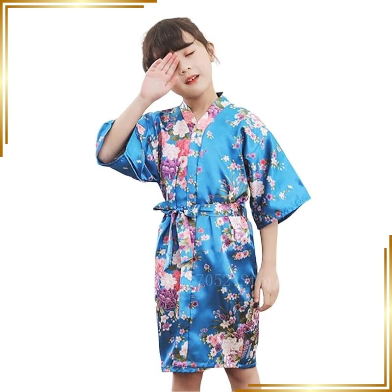 【新品】 [ミシアラグジュアリー] ガールズ着物 着物 kimono 女の子 ガール 子供 キッズ 和風 日本 Japan 伝統 花柄 衣装 帯付き セット コスプレ 浴衣 イベント 写真撮影 夏 パジャマ [25014-25061] ブルー 115-13 0