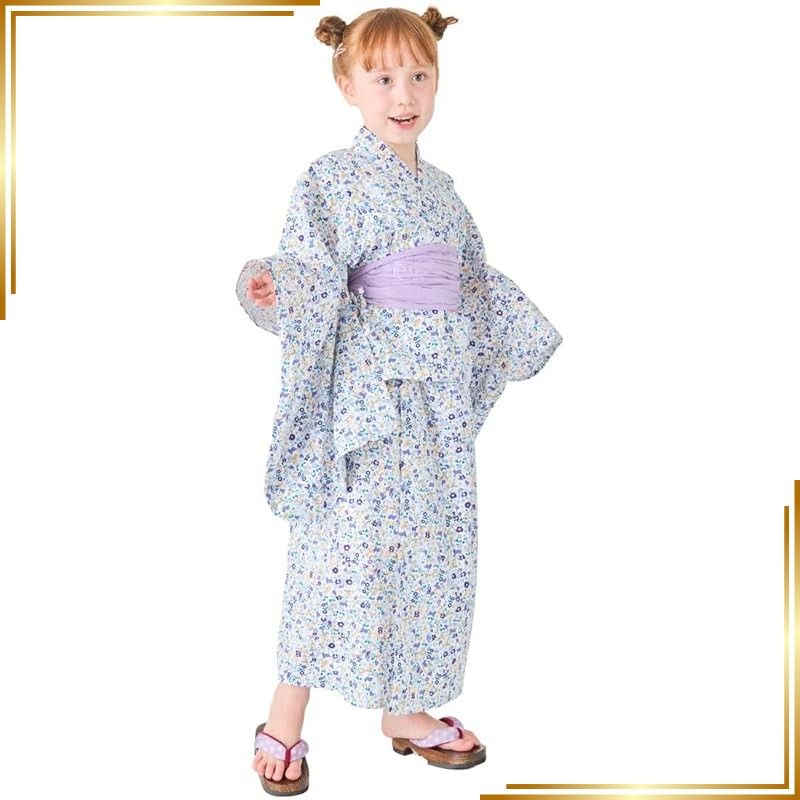 【新品】 [ever closet] エバークローゼット 浴衣キッズ 子供 子供服 キッズ服 女の子 夏 夏服 夏物 セットアップ 上下セット お祭り 夏祭り 花火大会 和服 プチフラワー 0