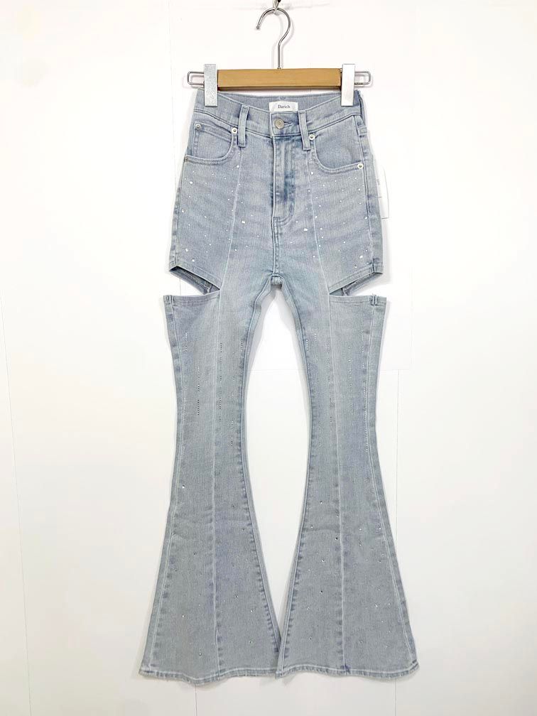 新品 Darich ダーリッチ スリット ストレッチ ドロップビジューフレア