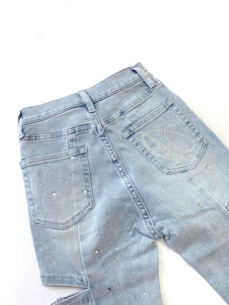 新品 Darich ダーリッチ スリット ストレッチ ドロップビジューフレア