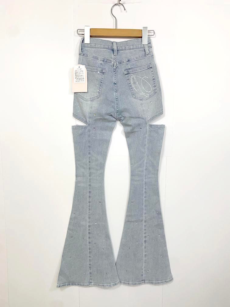 新品 Darich ダーリッチ スリット ストレッチ ドロップビジューフレア