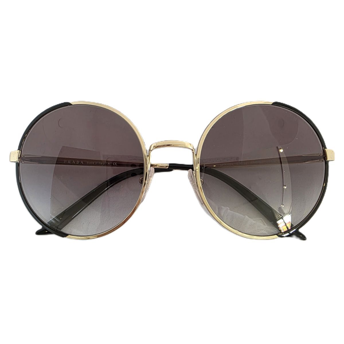 PRADA プラダ ラウンド 丸形 サークル サングラス SPR59X メタル ブラック ゴールド  レディース【中古】 PRADA プラダ ラウンド 丸形 サークル サングラス SPR59X レディース