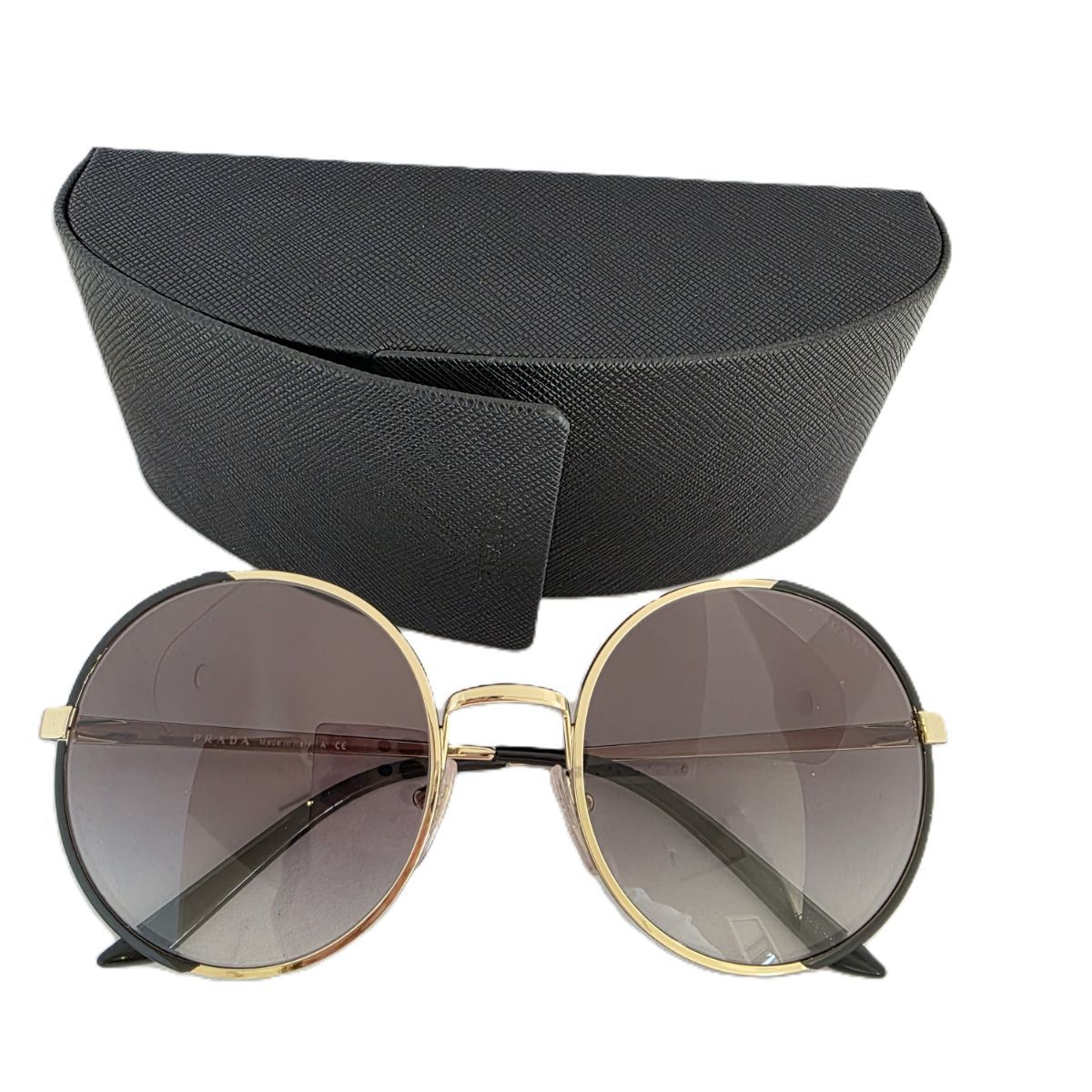 PRADA プラダ ラウンド 丸形 サークル サングラス SPR59X メタル ブラック ゴールド  レディース【中古】 PRADA プラダ ラウンド 丸形 サークル サングラス SPR59X レディース