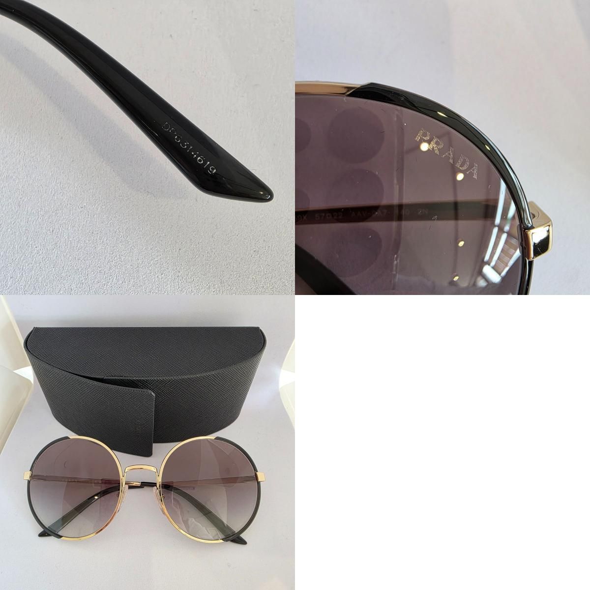 PRADA プラダ ラウンド 丸形 サークル サングラス SPR59X メタル ブラック ゴールド  レディース【中古】 PRADA プラダ ラウンド 丸形 サークル サングラス SPR59X レディース