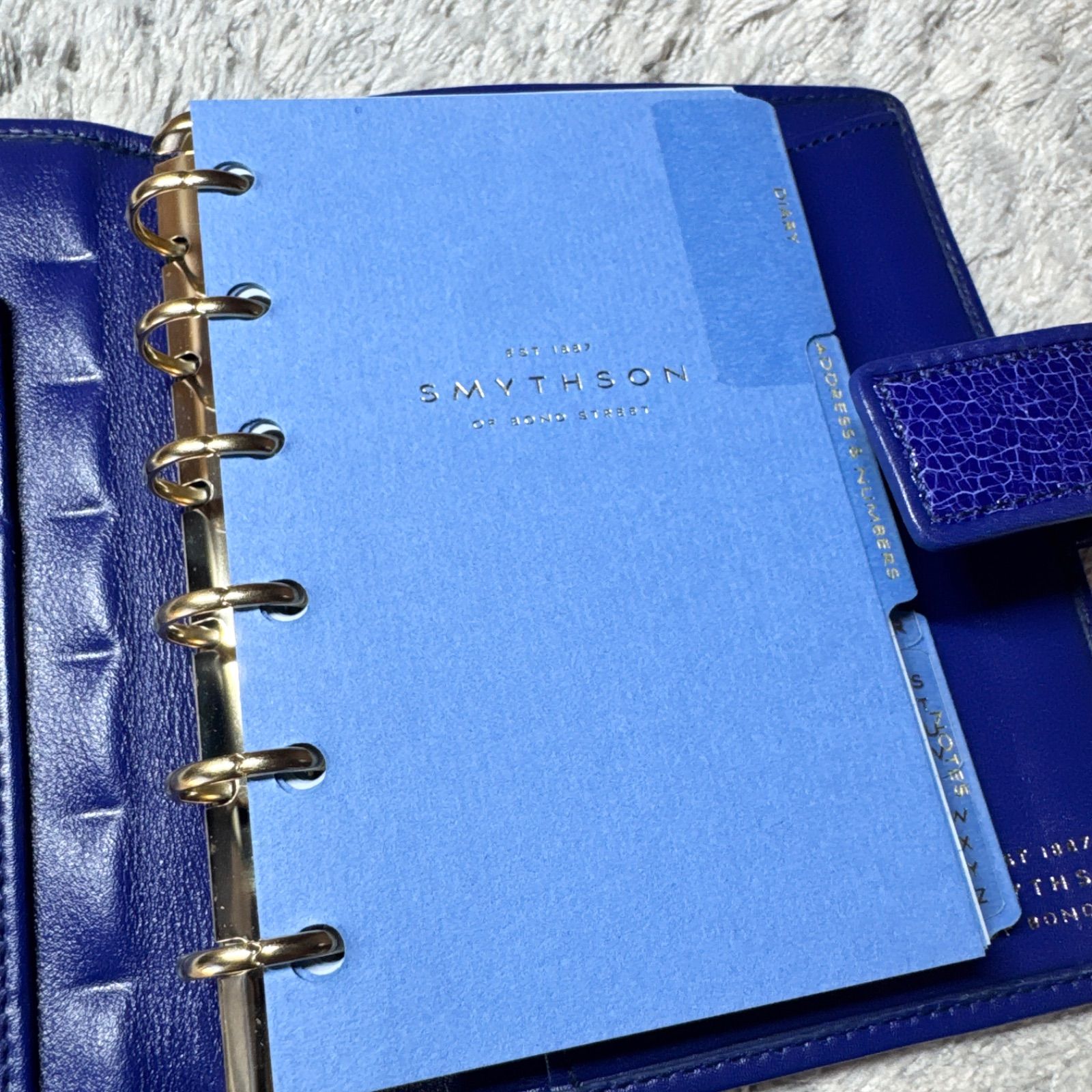 SMYTHSON スマイソン システム手帳 手帳カバー レザー ブルー系 